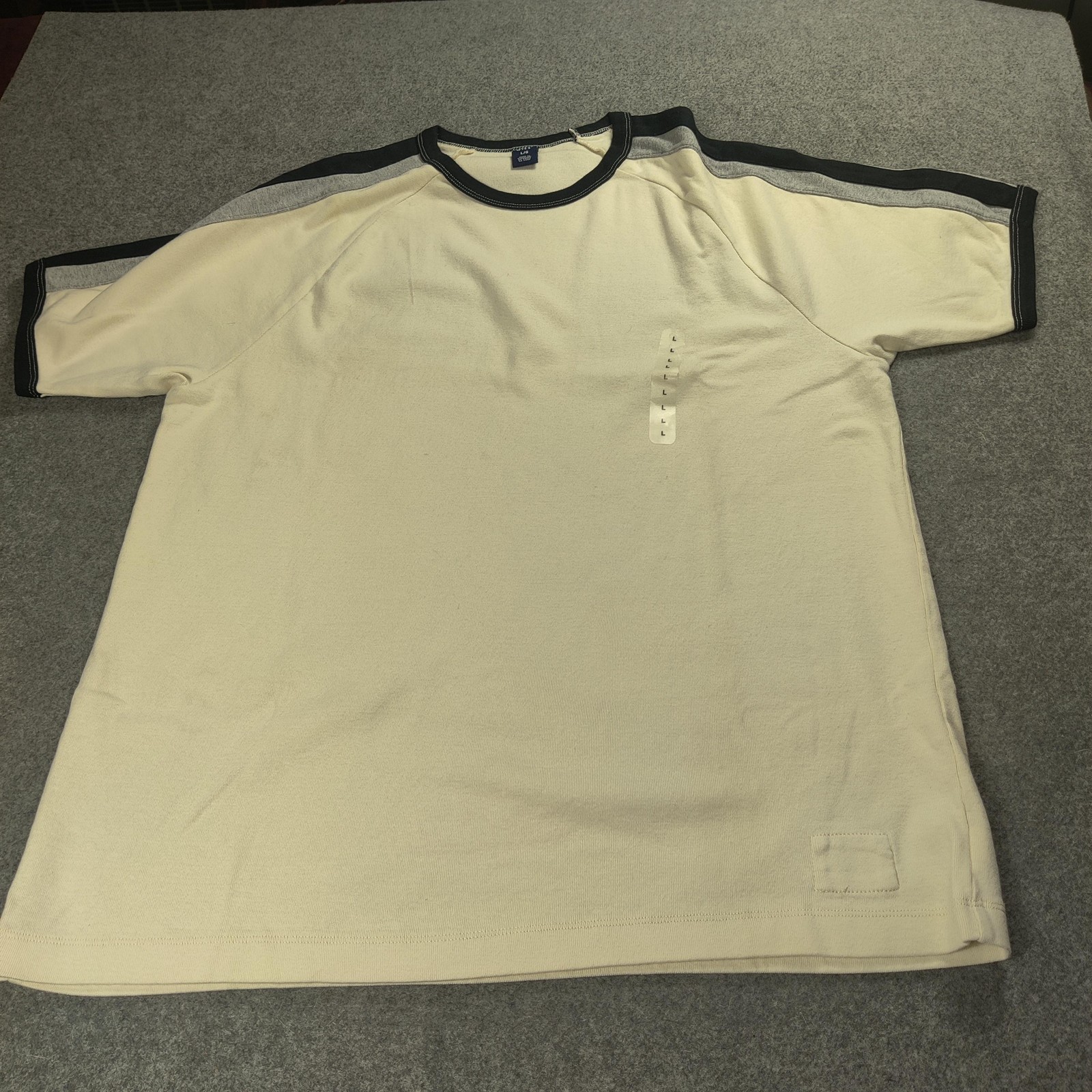 Vintage Gap Shirt Men Large Cream Colorblock Crewneck Contrasting Trim Retro gallery
