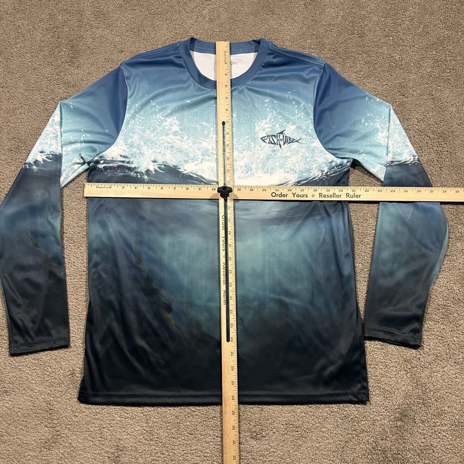 Fish N Vibe Long Sleeve Shirt Walleye Fishing Mens Medium Fish Fisherman AOP gallery