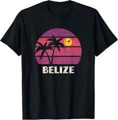 Belize Retro Surfer Beach Vintage Sunset Love T-Shirt