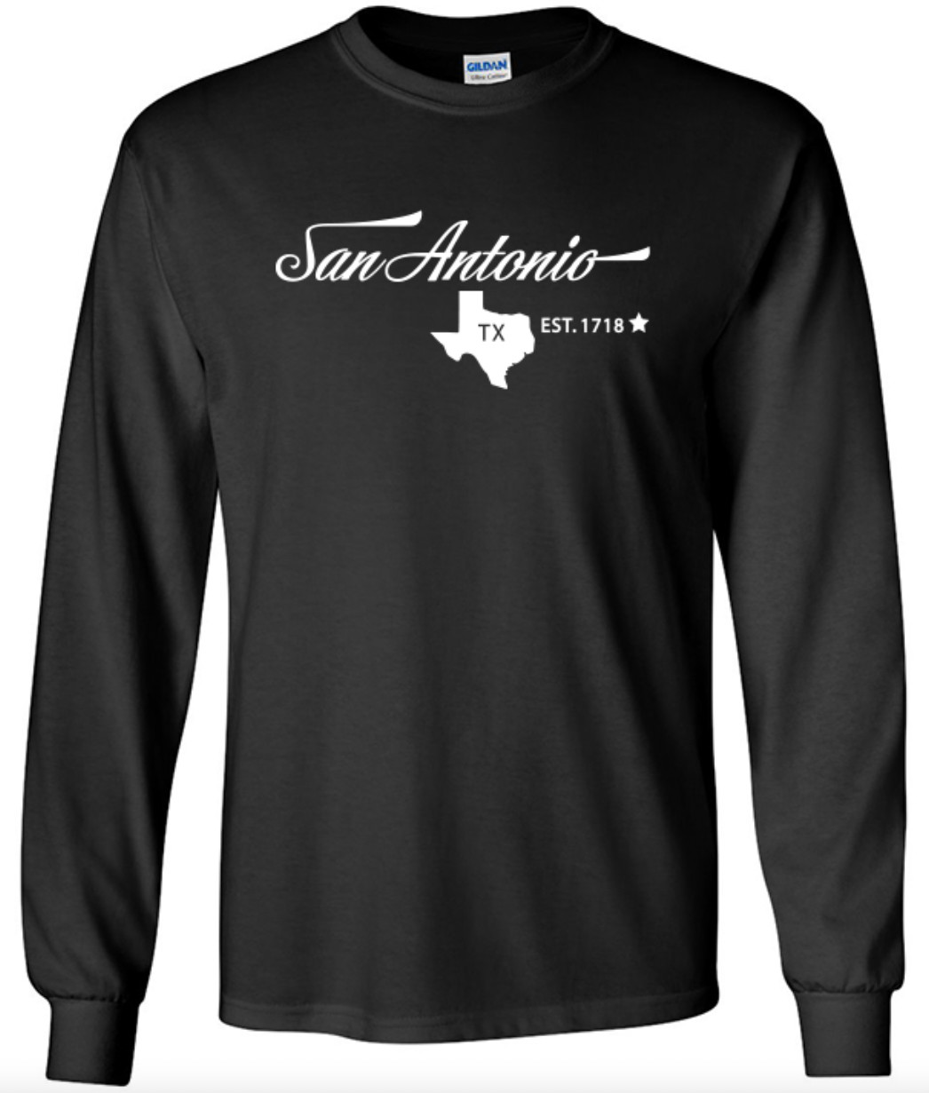 San Antonio Texas State T-Shirt Long Sleeve Graphic tee Unisex apparel Text gallery