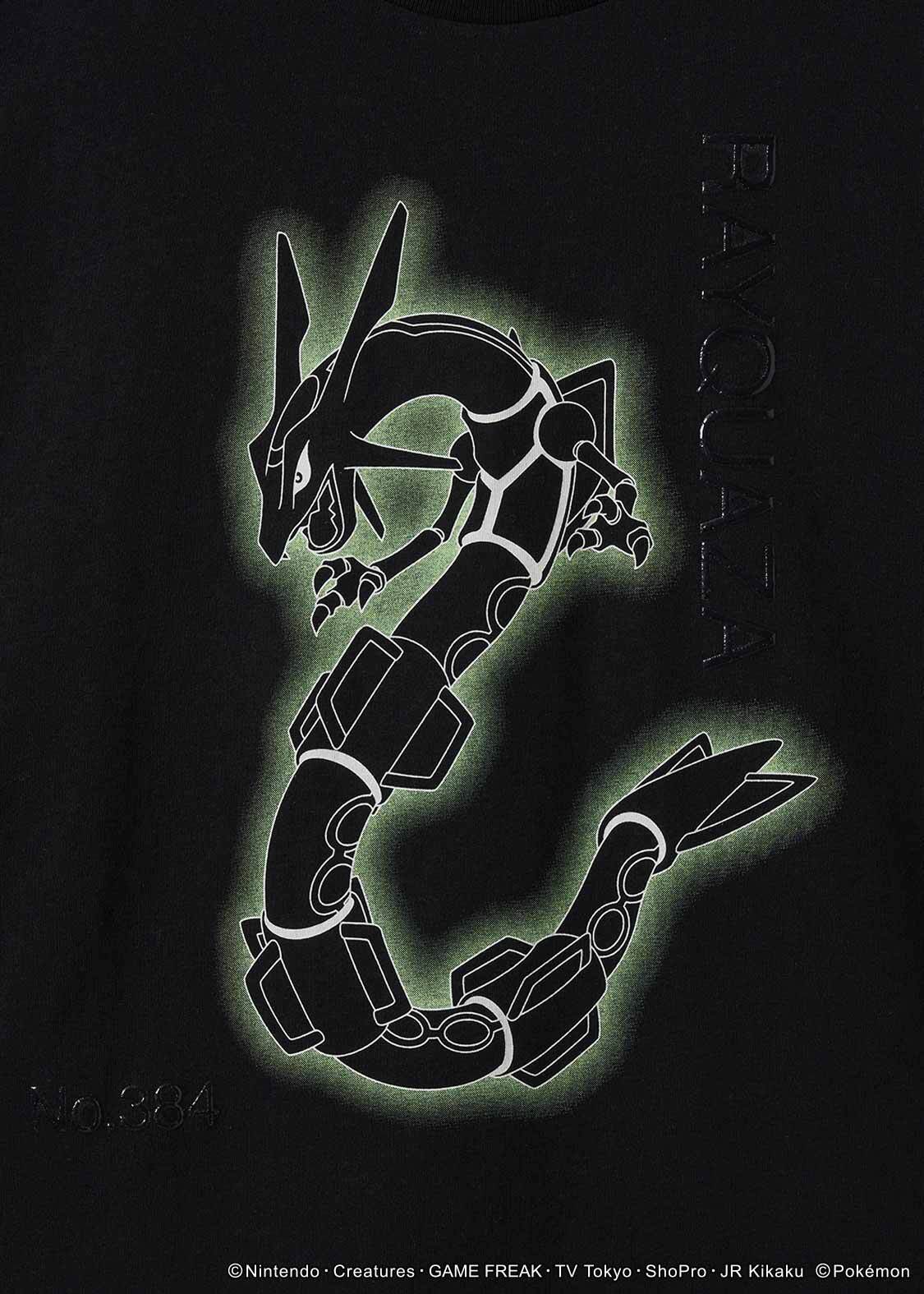 Pokemon Pocket Monsters Rayquaza Big silhouette T-shirt Cotton Black Graniph New gallery