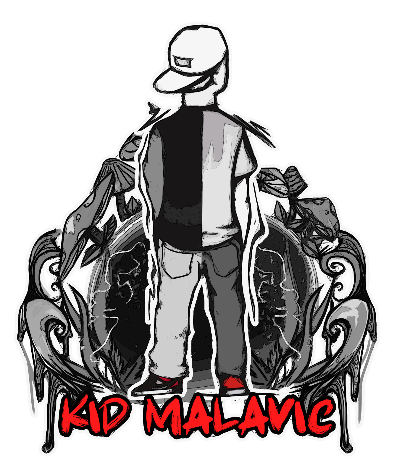 Kid Malavic Unisex Short Sleeve Backwards Hat Dark Portal White Graphic T-Shirt gallery