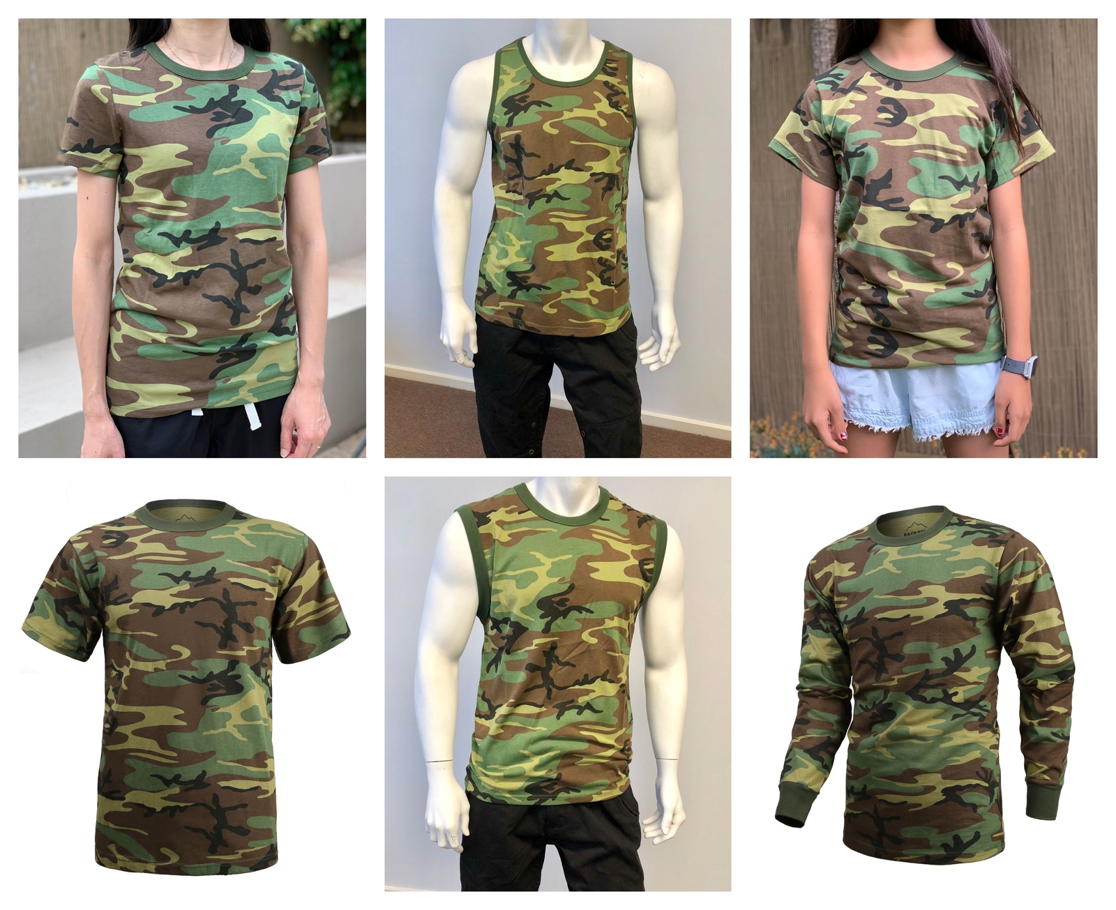 Mens Womens Kids Teens Army Training Gym Outdoor T-SHIRT Tee Tank -Woodland Camo gallery