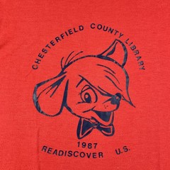 Vtg Bantam Small Red Shirt Chesterfield County Library 1987 Made In USA