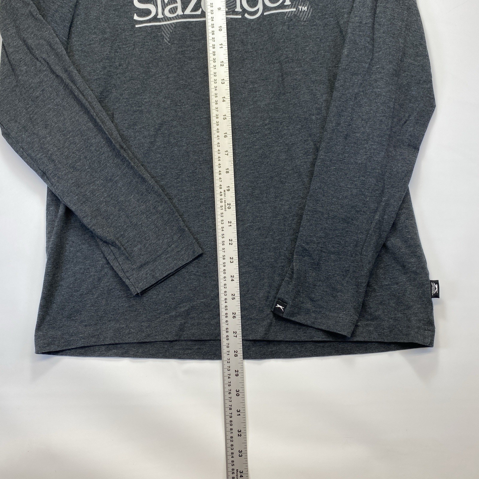 Slazenger Mens Logo Shirt Vintage Style Cotton/Spandex Long Sleeve Size Large gallery