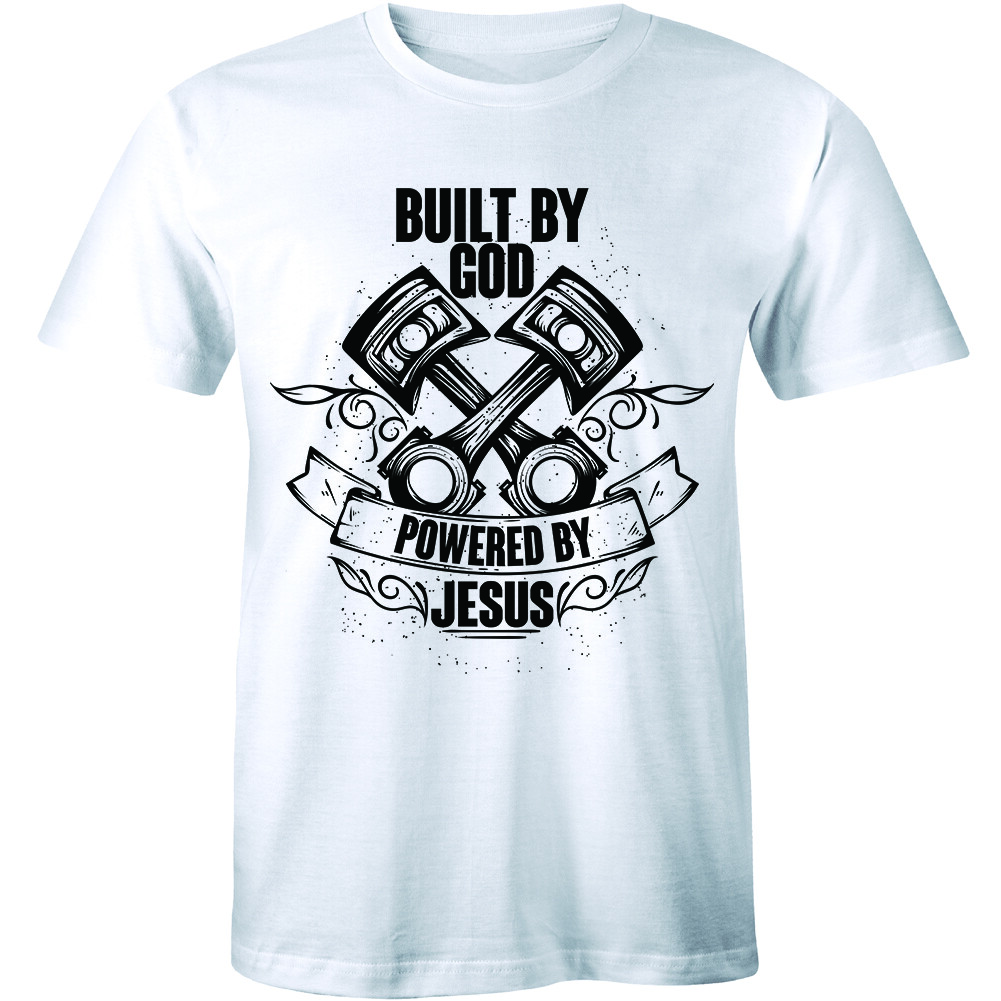 Built By God Powered By Jesus Shirt Religious Christian Men’s T-shirt Tee