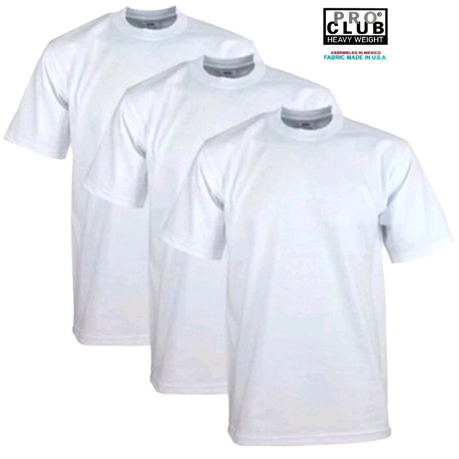 3 PACK PRO CLUB MENS HEAVYWEIGHT TEE SHIRT PLAIN SHORTH SLEEVE PROCLUB M - L gallery