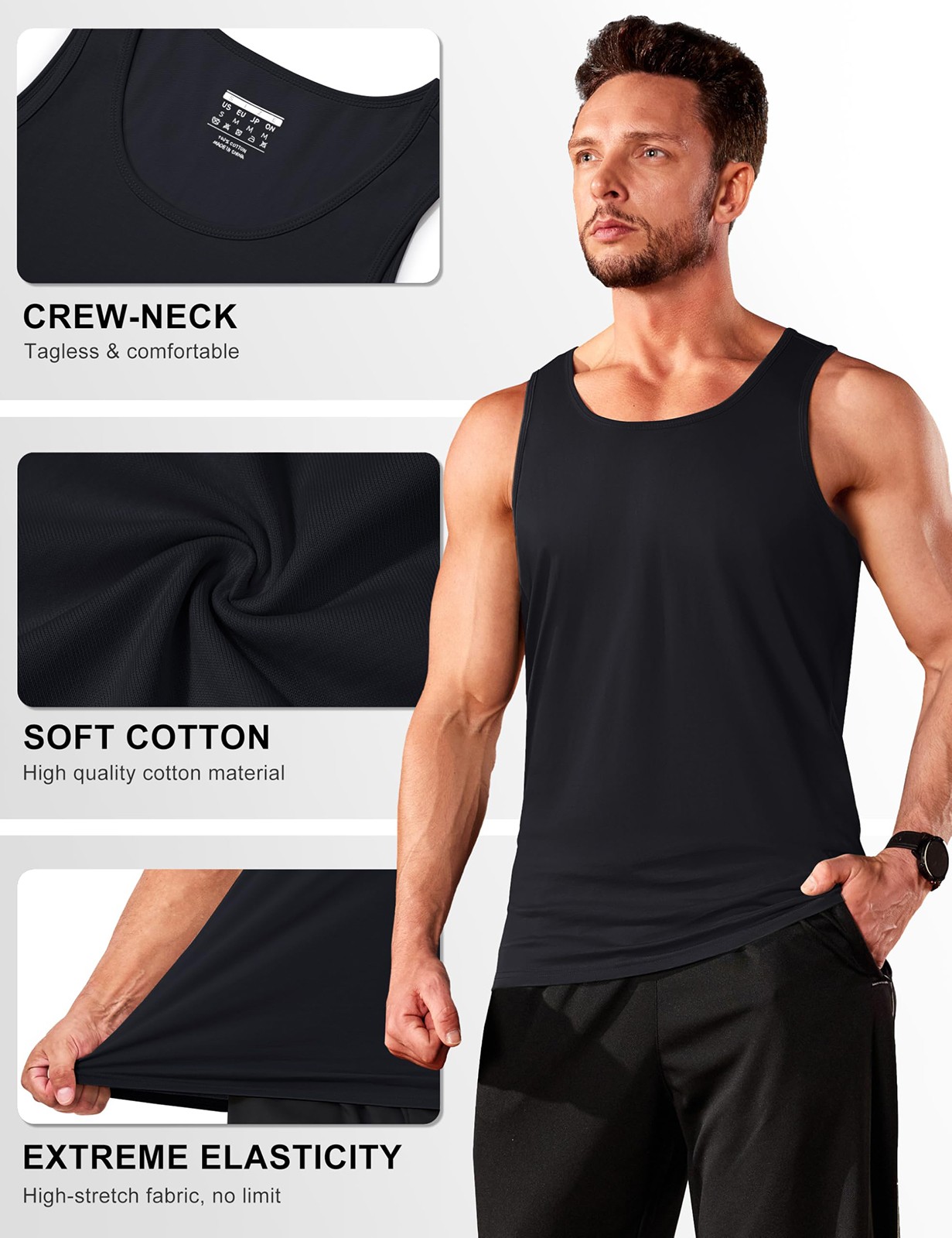 Men's Tank Top Cotton Moisture Wicking Muscle Shirt Summer Sleeveless Gym Shirts gallery