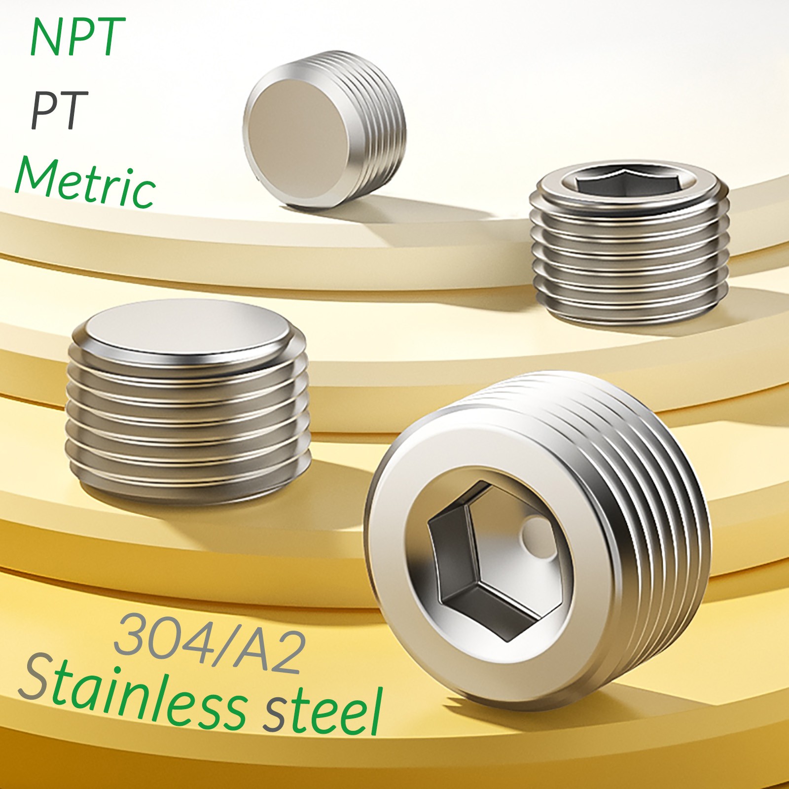 M3~M33 Stainless steel Internal Hex Male Blanking Plug with NPT 1/16″~2″ Thread