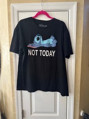 Disney Lilo & Stitch Lying on his Back “Not Today” Graphic Tee Shirt Size XL EUC