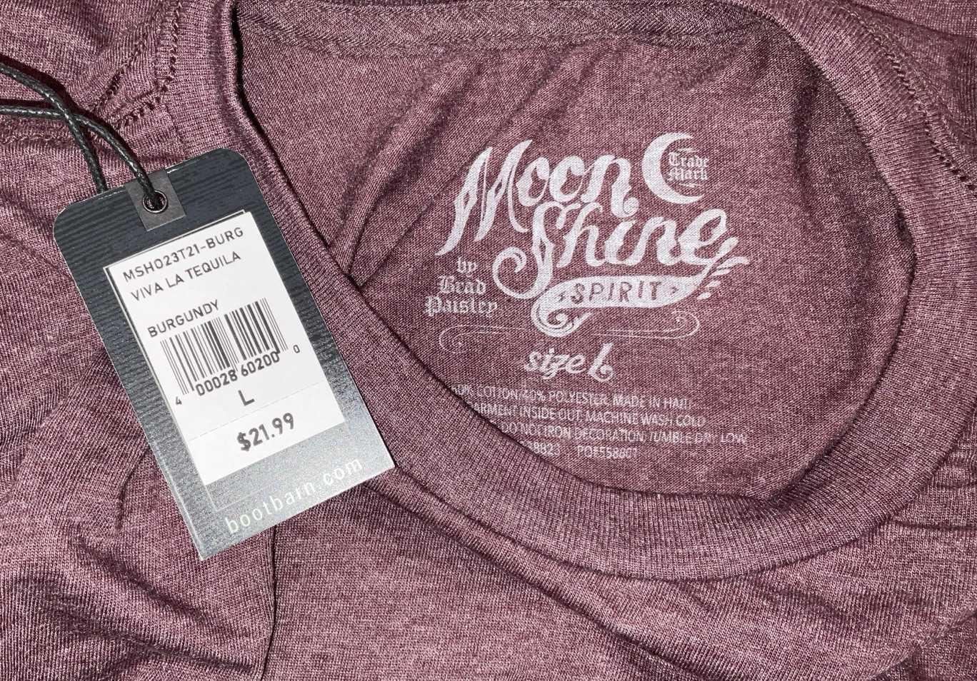 NWT Men’s Brad Paisley Moon Shine Spirit Viva La Tequila T-shirt Burgundy Large gallery