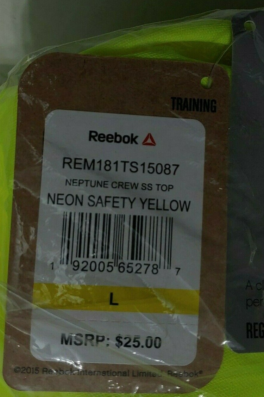 Reebok Neptune Crewneck Shirt Gym Exercise Neon Yellow Men's Medium-Large gallery
