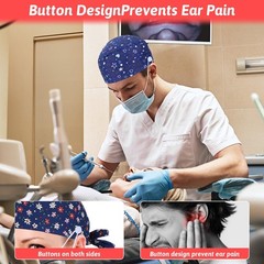2 Pcs Scrub Caps Women, Adjustable Working Cap Working Cap with Buttons Ponyt…
