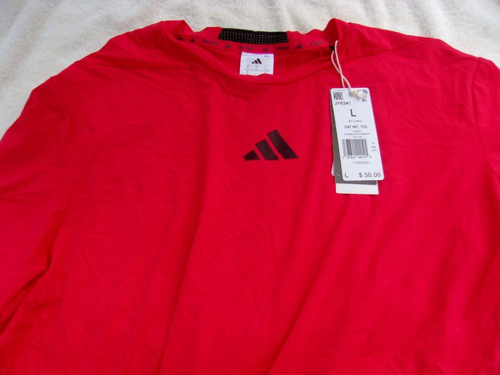 NWT Adidas crew neck Training T, red, men’s L, Climacool, lightweight