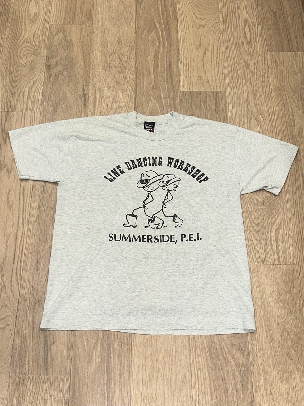 Vintage Single Stitch Line Dancing Graphic T Shirt Gray Heather XL Canada Cowboy
