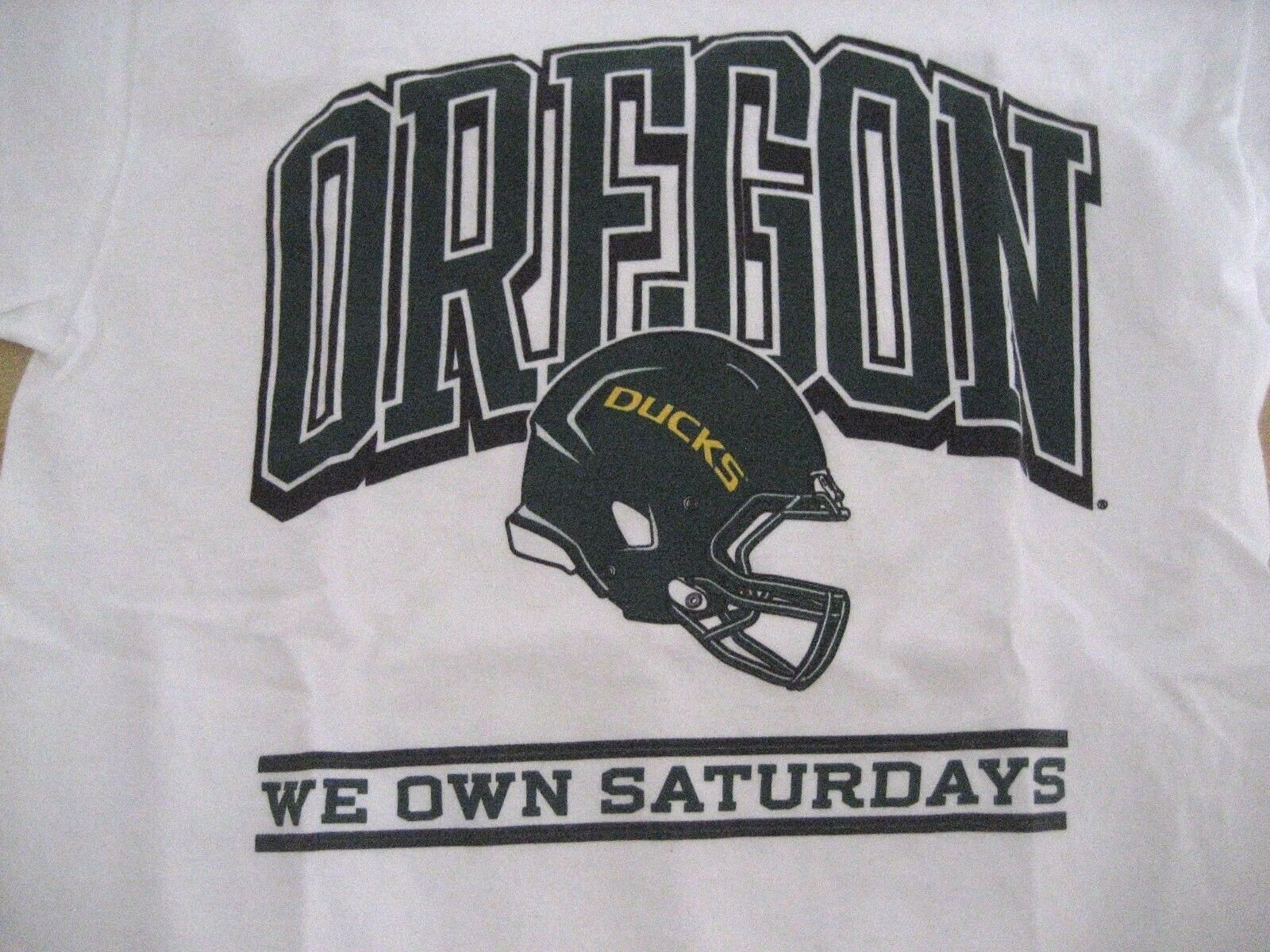 Mens Sz S 34-36 RUSSELL White U of O OREGON DUCKS Tee T-Shirt WE OWN SATURDAYS gallery