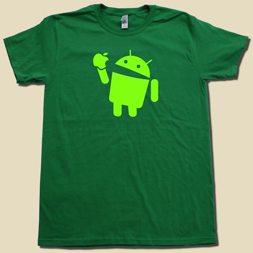 Android Eats Apple Super Soft Cotton T-Shirt FUNNY & Nerdy computer geek TSHIRT! gallery