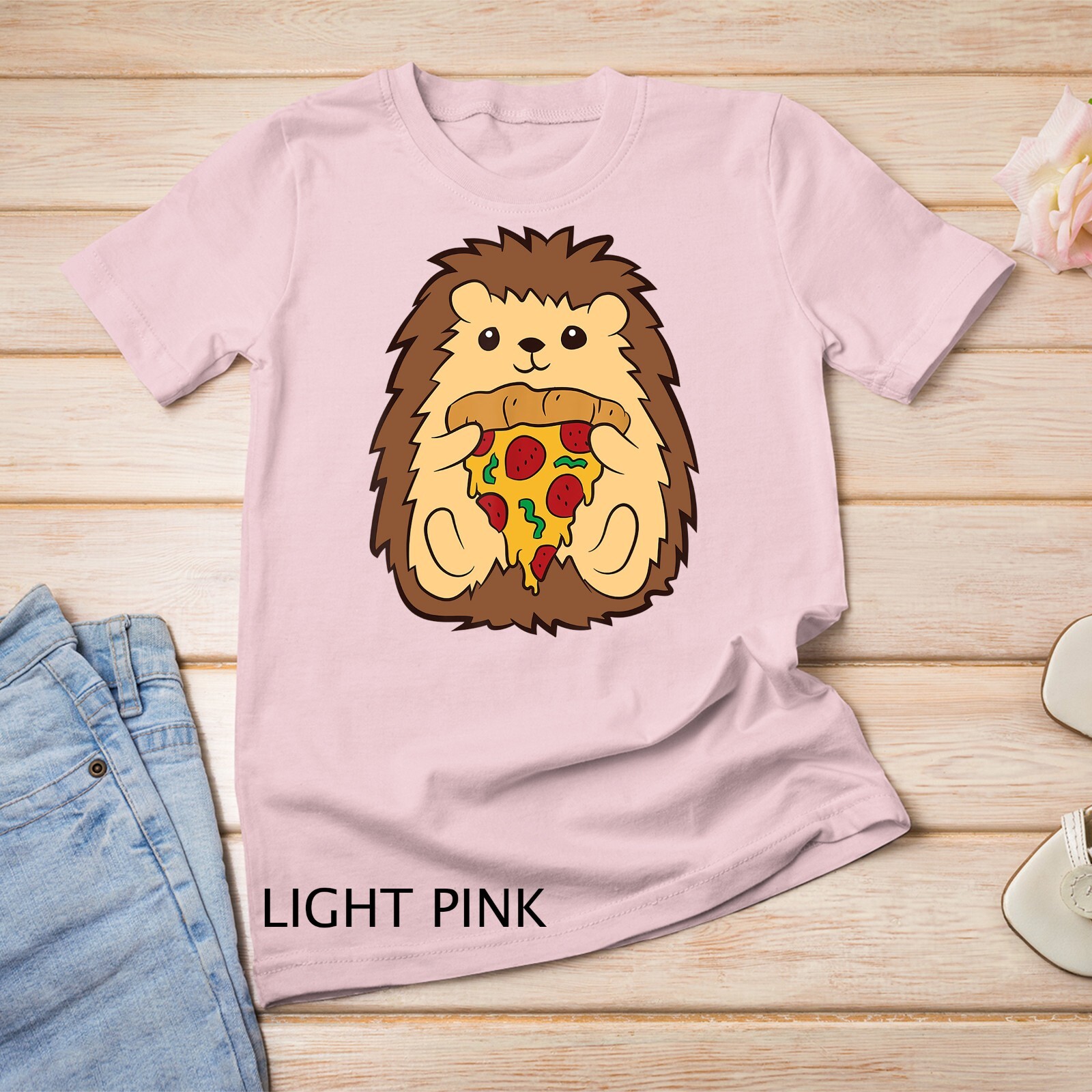 Cute Hedgehog Eating Pizza Kids Fast Food Pizza Lover Gift Unisex T-shirt gallery