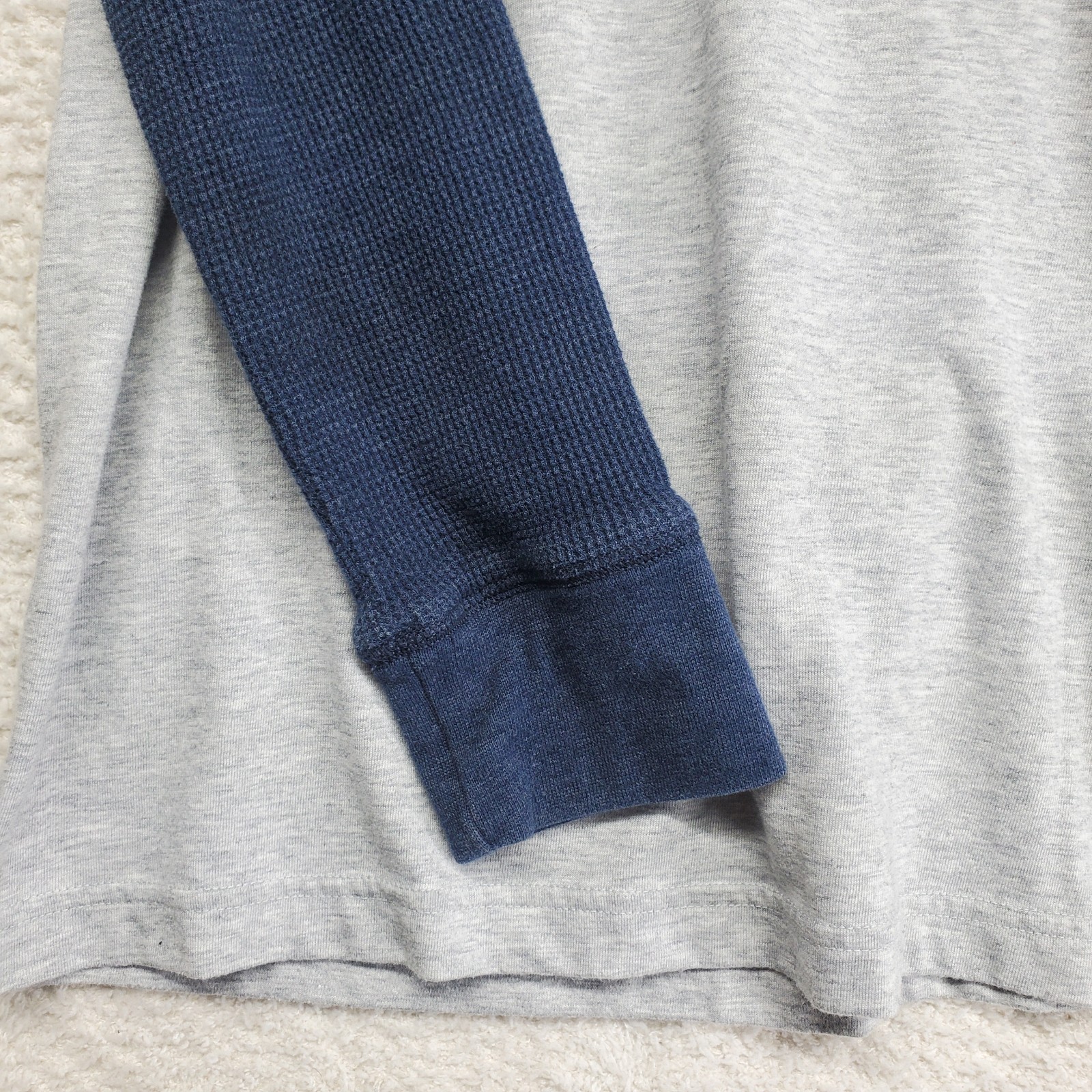 Men's Twofer T-Shirt XL Gray Navy Waffle Knit Y2K Skater Grunge Streetwear gallery
