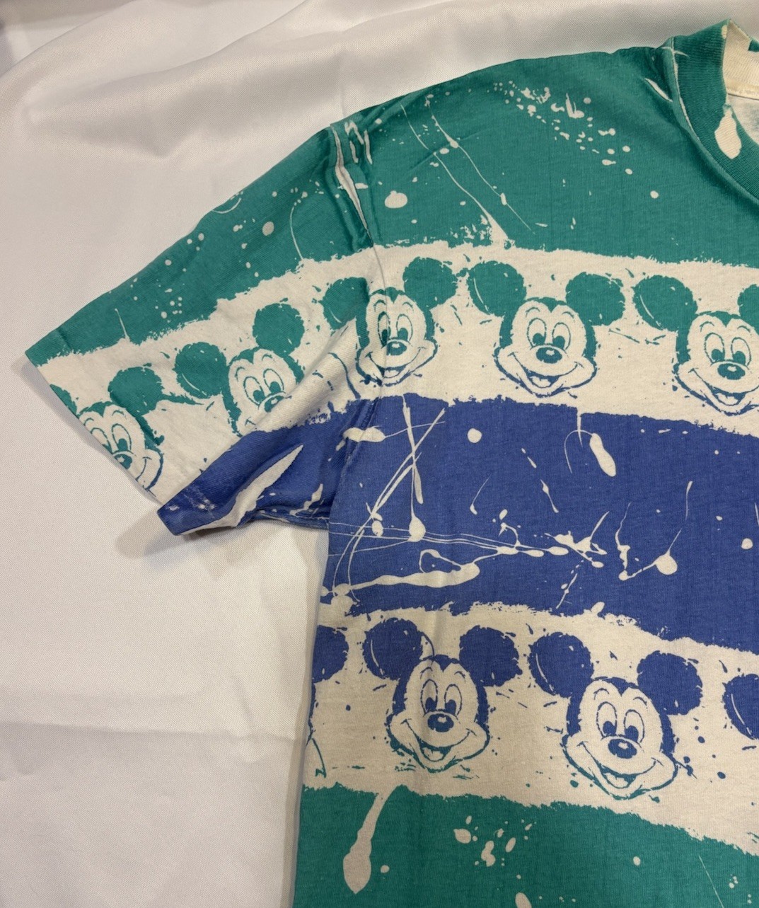 Vintage Mickey Mouse Shirt Tie Dye Disney 1990’s All Over Print Splatter OSFA gallery