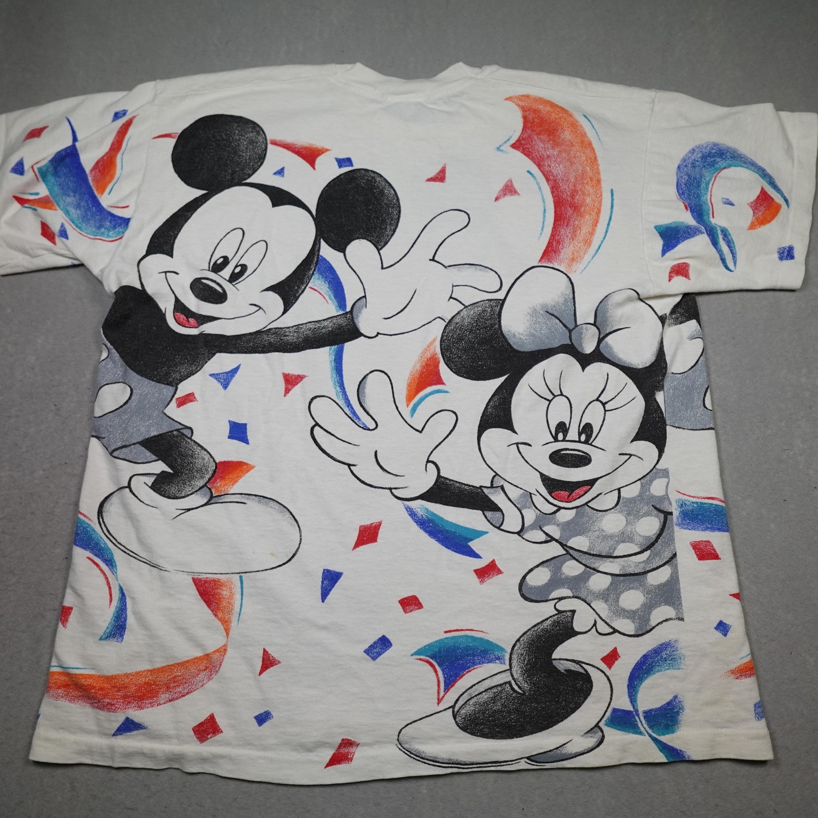 Vintage Disney Mickey Minnie Shirt Mens XL White All Over Print Jerry Leigh 90s gallery