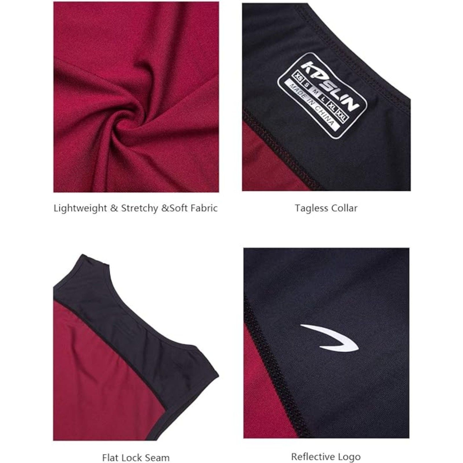 Tank Tops Quick Dry Athletic Gym Sleeveless Shirts Running Workout Jogging Red,L gallery