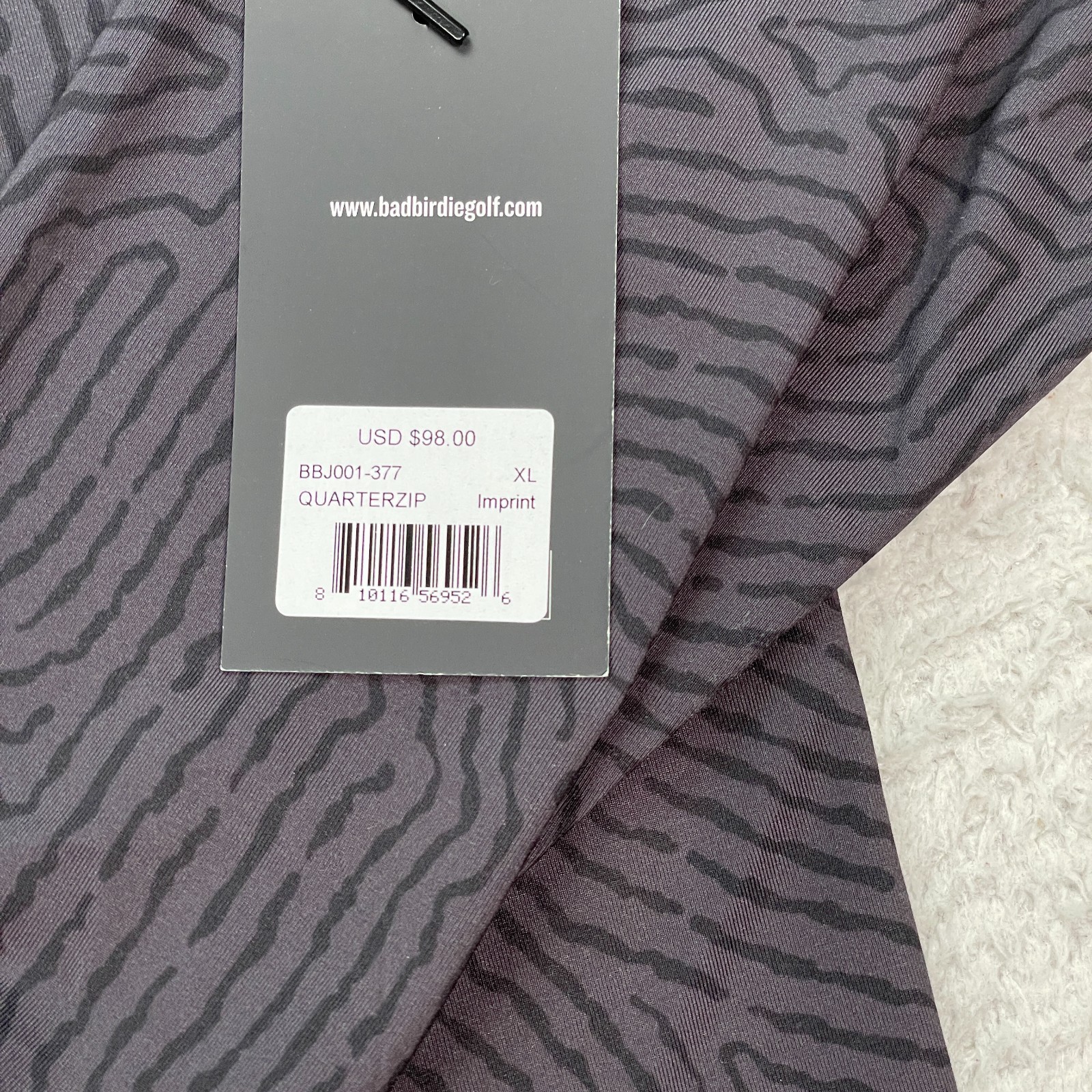 NEW Bad Birdie Golf Mens ImPrint 1/4 Quarter Zip Pullover Size XL Grey Goose gallery