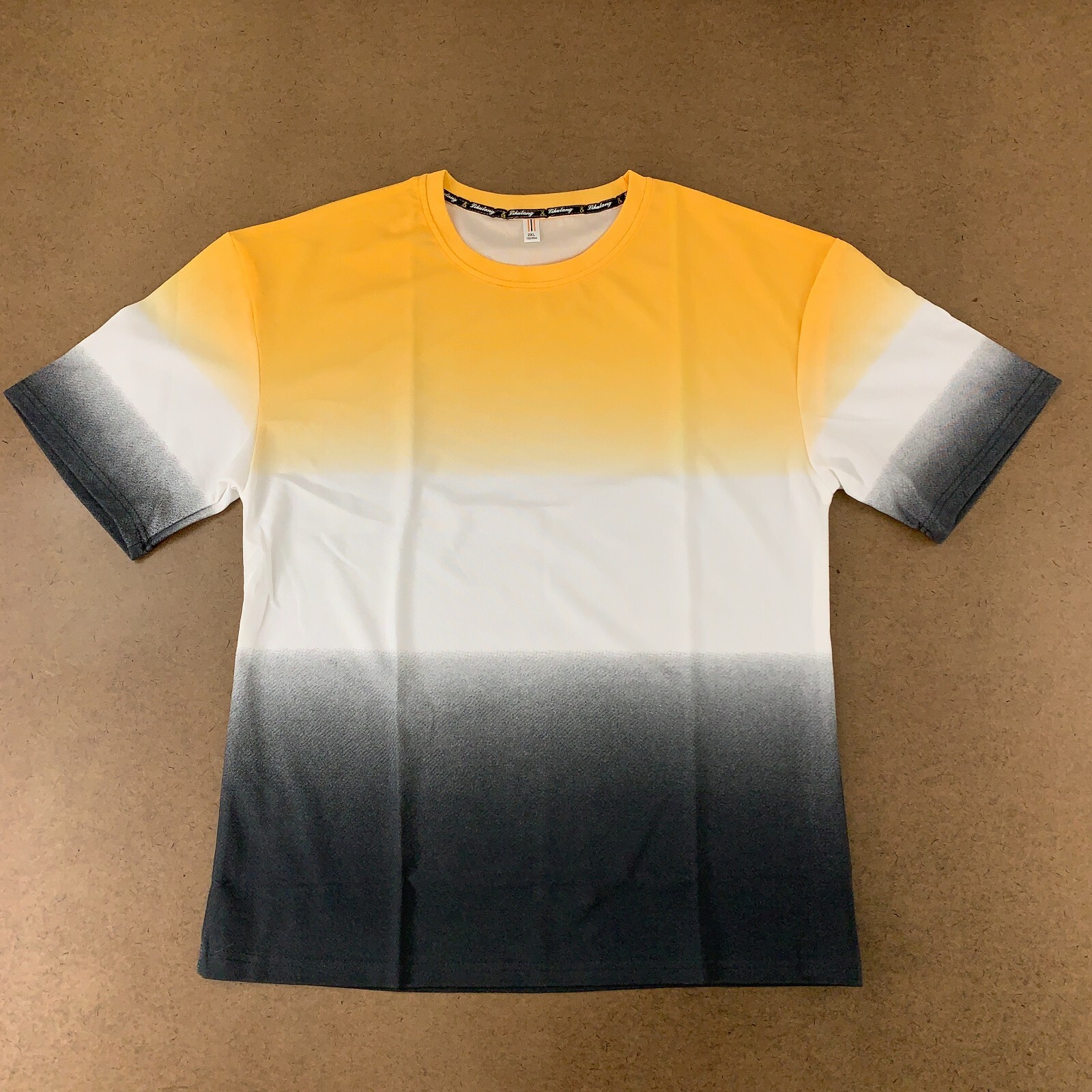 Likulang Men’s Size 2XL Gray White Orange Short Sleeve Crew Neck T-Shirt NWT