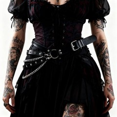 Punk Goth PU Leather Layered Wasit Belt for Women, Adjustable Grunge Emo Rave…
