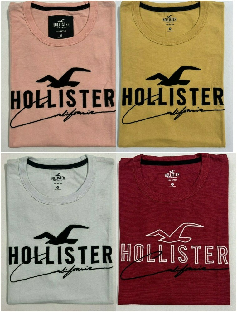 Hollister Men's Applique Graphic T-Shirt Crew Neck Logo Tee Size XS S M L XL XXL gallery