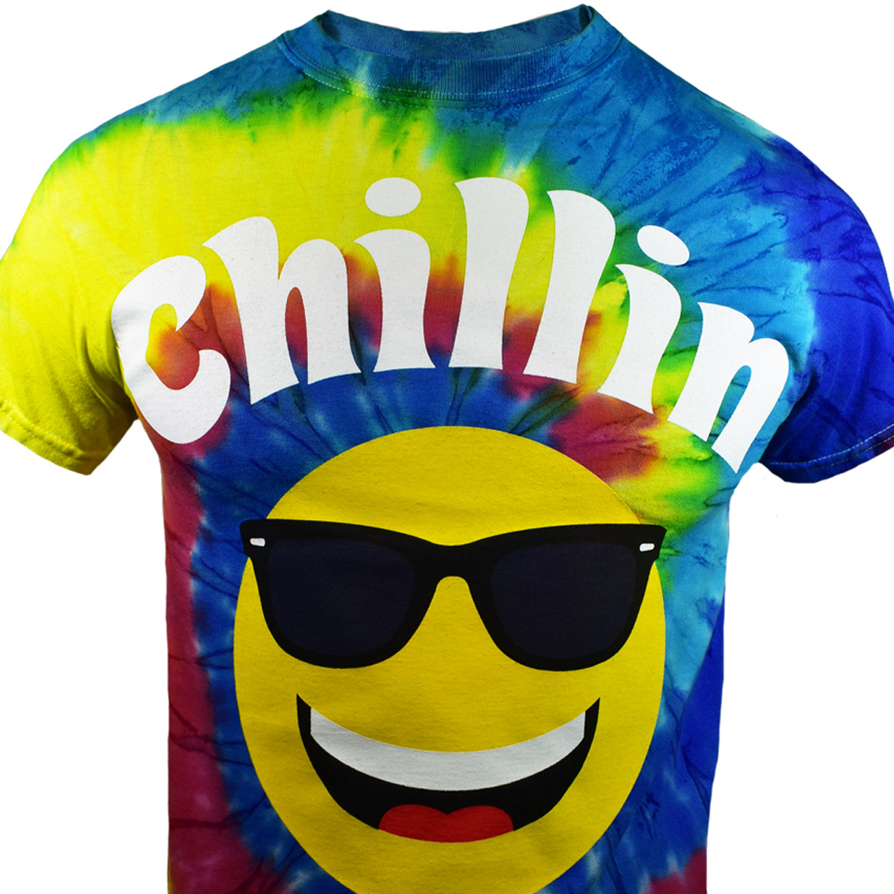 CHILLIN Emoji Men's T-shirt - Tee Luv - Funny -Tie Dye -Hippie--Size: SMALL gallery