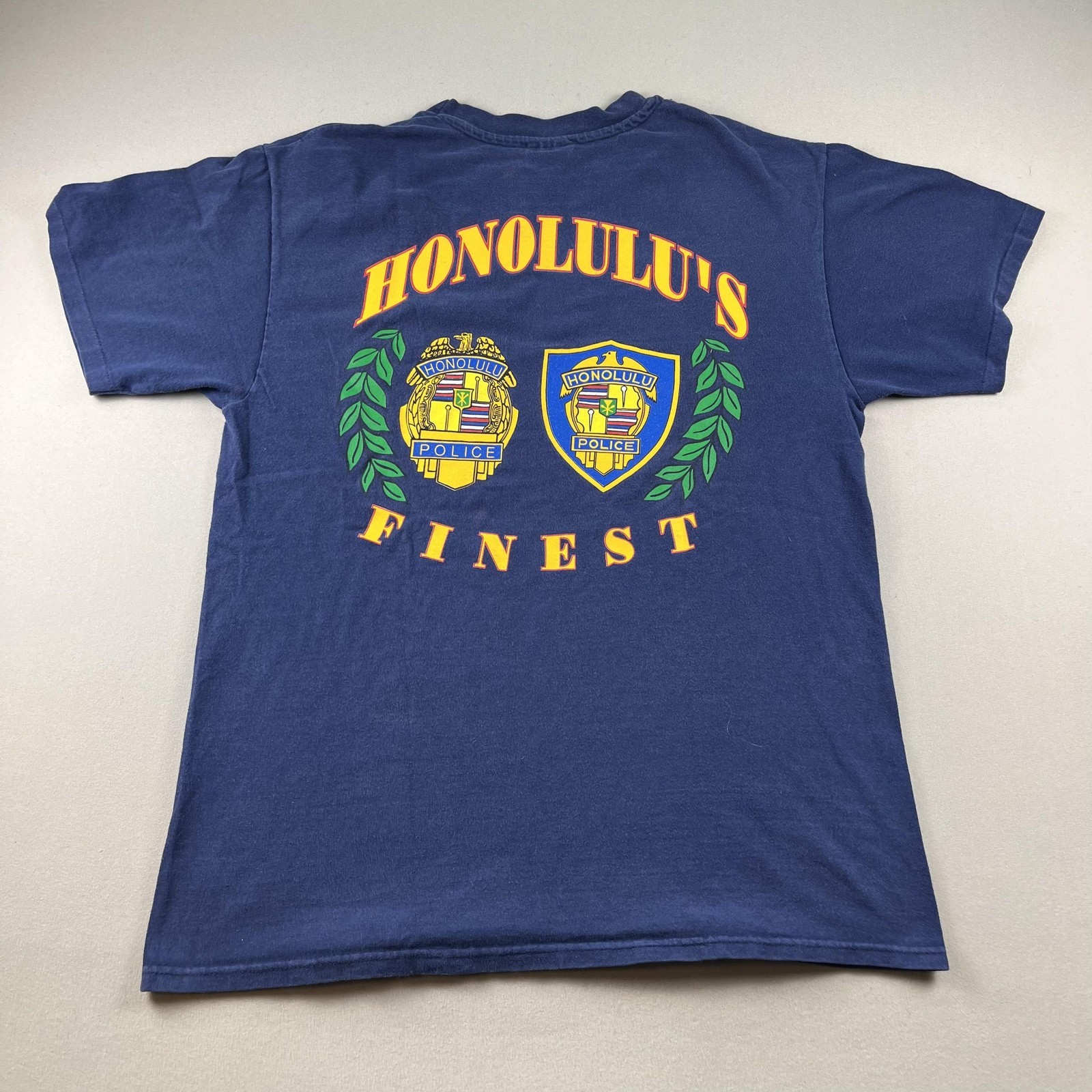 Vintage Honolulu Police Dept T-Shirt Mens Large Blue Hanes Hawaii Five-O USA 90s gallery