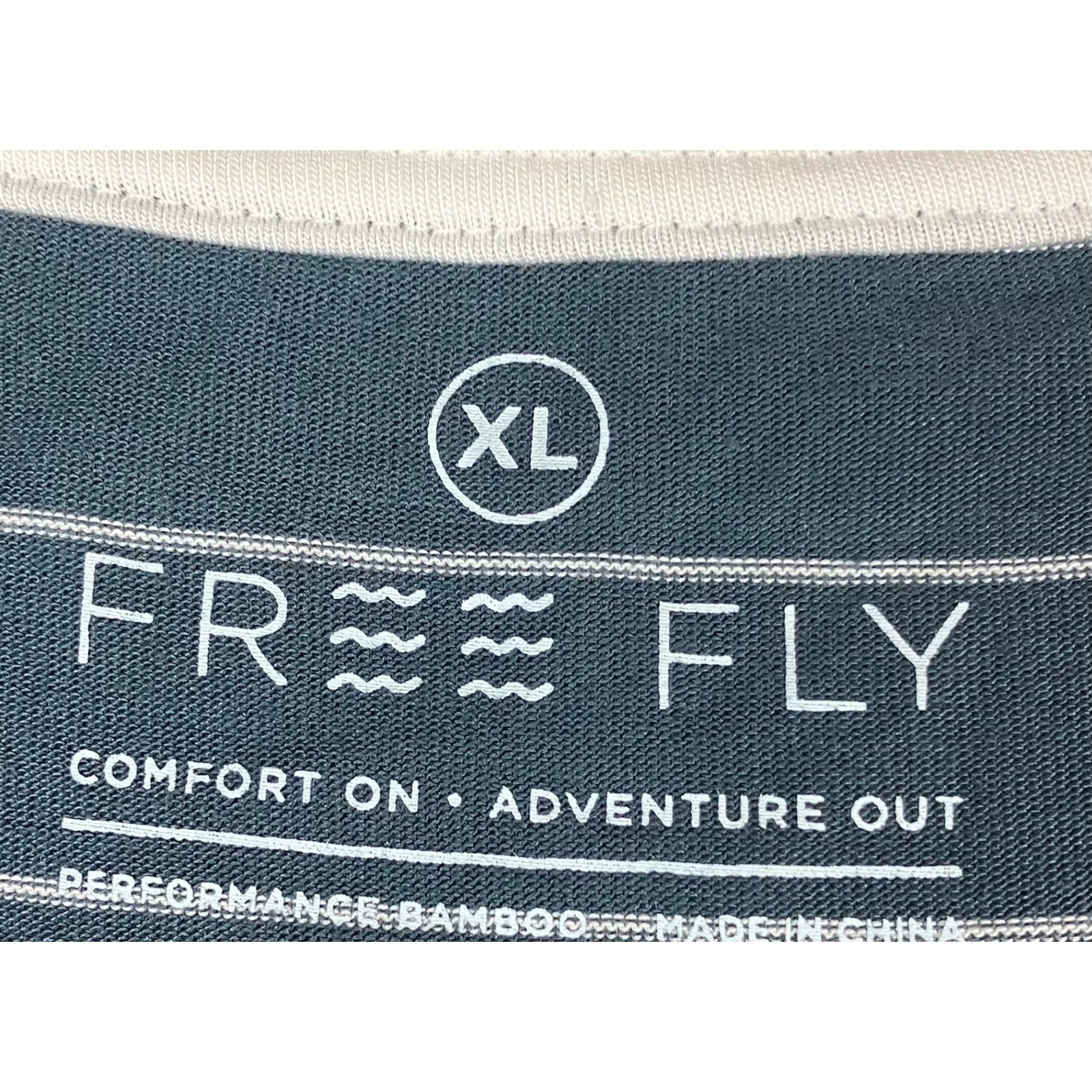 Free Fly Mens XL Bamboo Performance Striped Pocket T-Shirt Blue White Crew Neck gallery