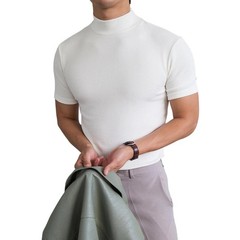 Men’s Regular Fit T Shirt Half High Collar 80% Polyester 20% Spandex Blend