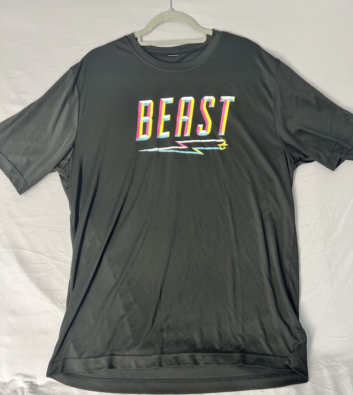 Mr BEAST T Shirt Athletic Poly SHORT Sleeve Crew Neck Size Medium Men Black EUC gallery