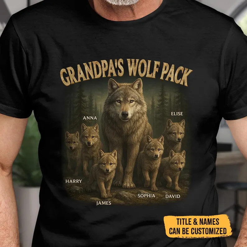 Papas Wolf Pack Family Personalized Dad Father Grandfather Comfort Tee