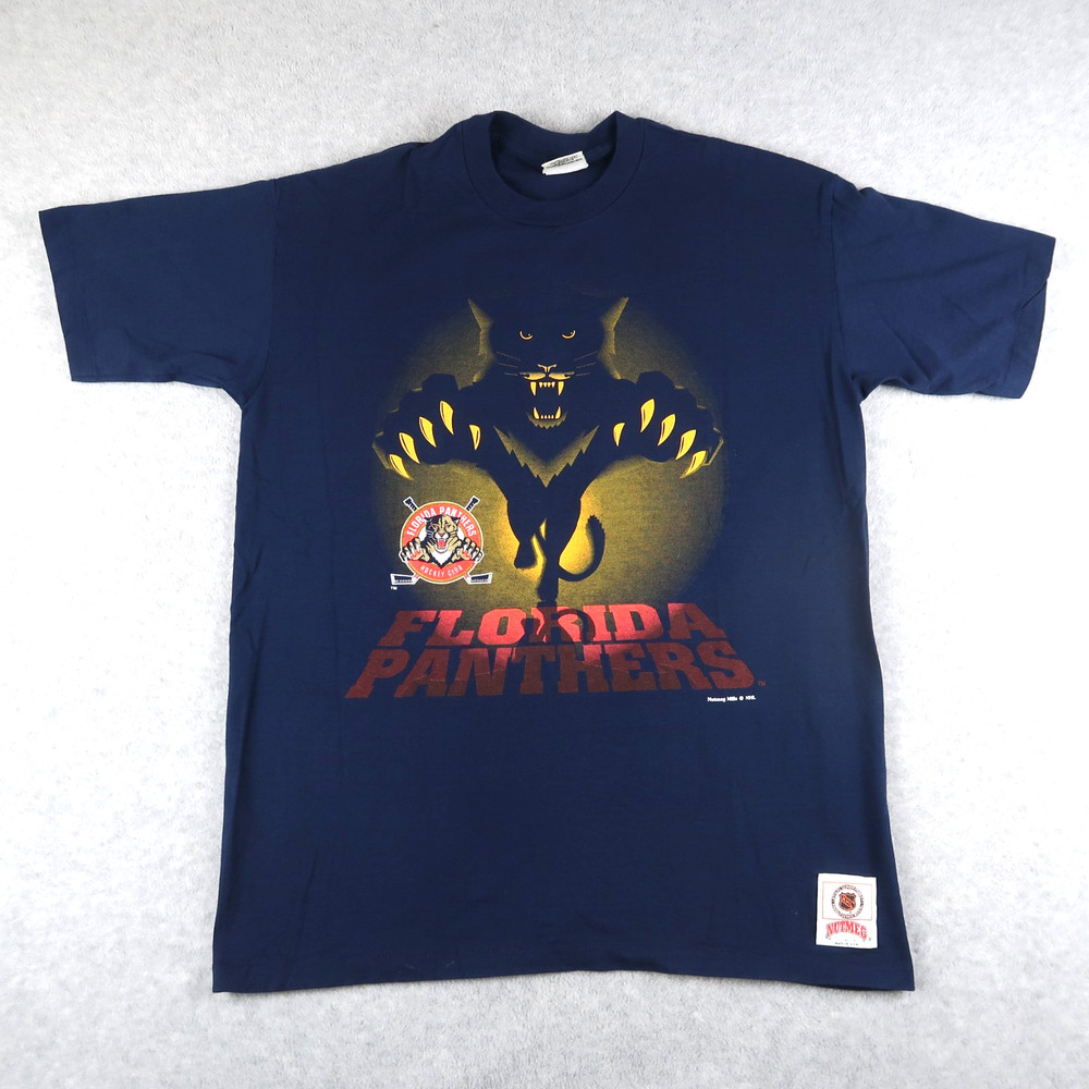 Vintage 90s Nutmeg Florida Panthers NHL T-Shirt Size XL Made In USA Nutmeg