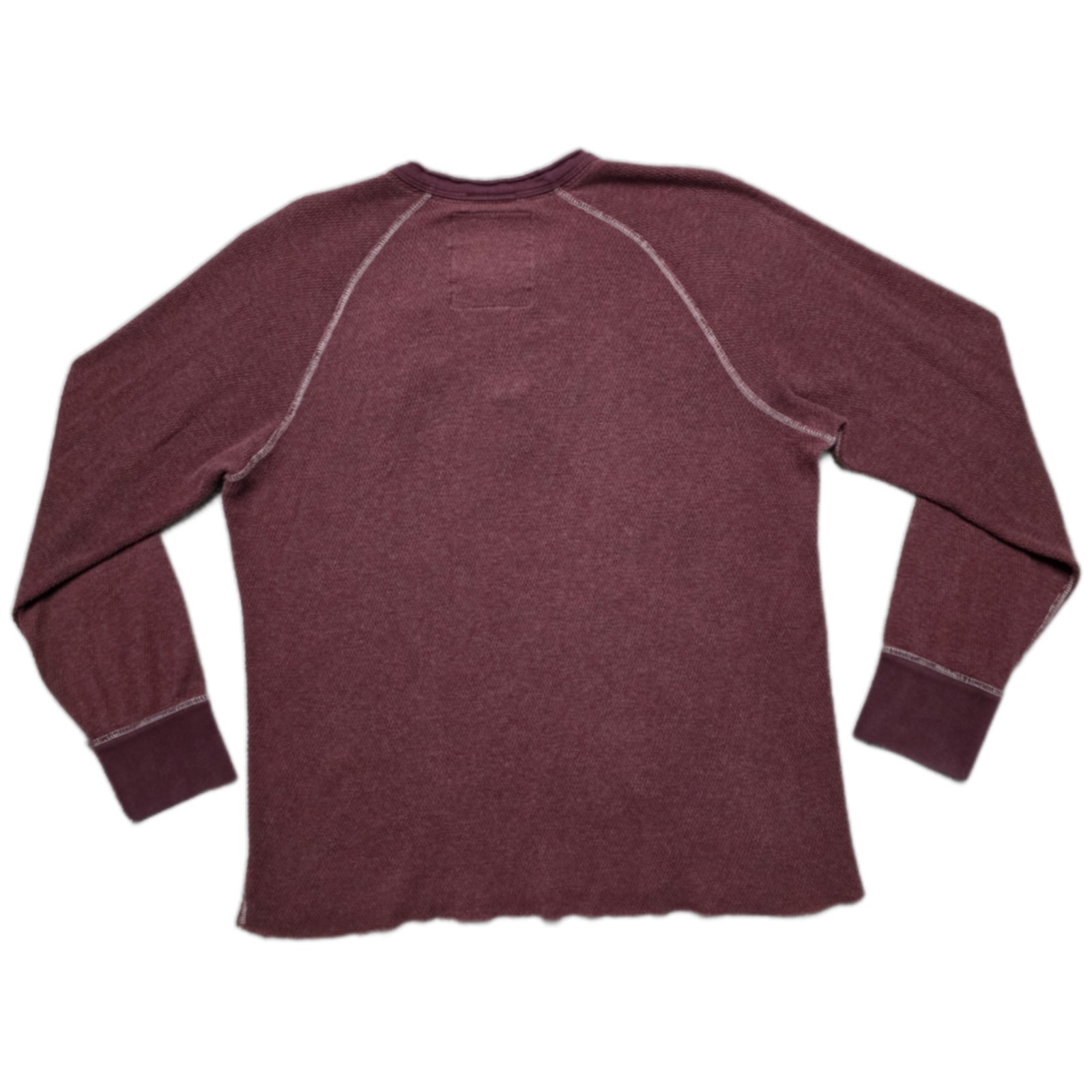 Y2K American Eagle Mens Vintage Fit Henley Waffle Knit Mens XL Maroon Mallcore gallery