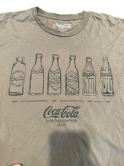 Coca-Cola Bottle Evolution Graphic T-Shirt XL Beige Tan Officially Licensed