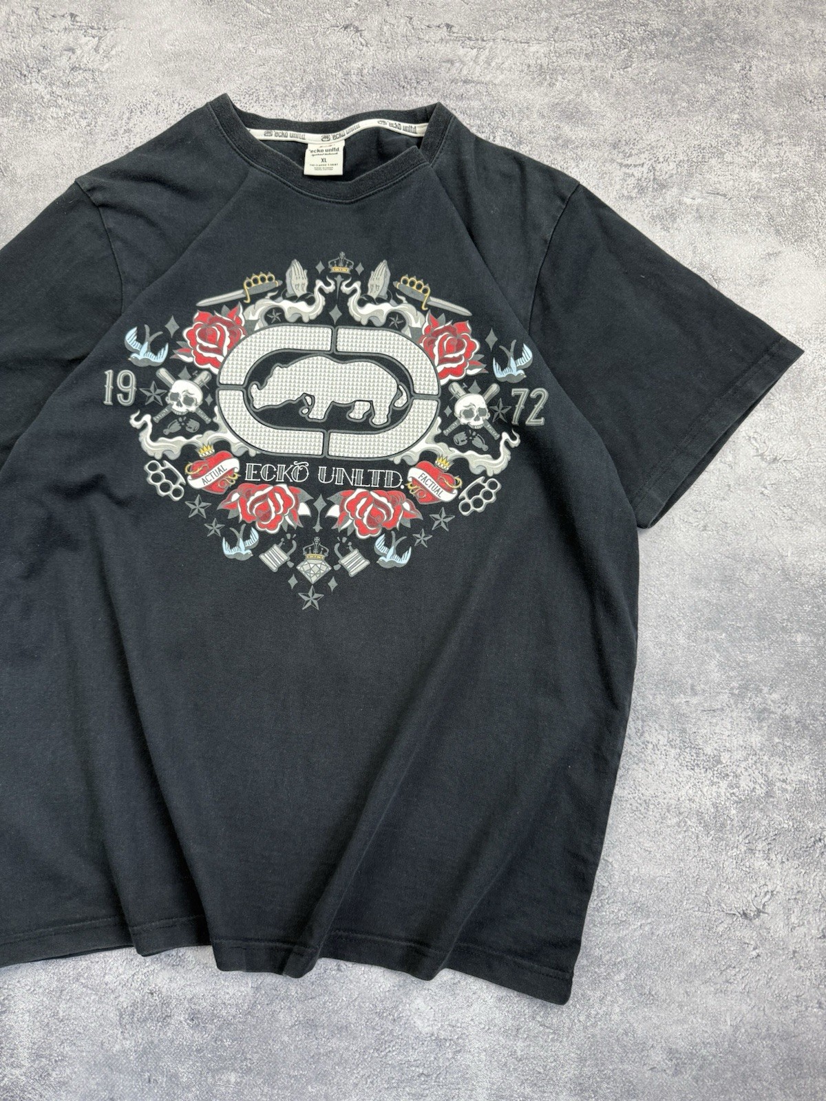 Vintage Y2K Ecko Unltd. Big Logo T-Shirt Skate Rap Sk8 Black Skull Tee Hype Rare gallery