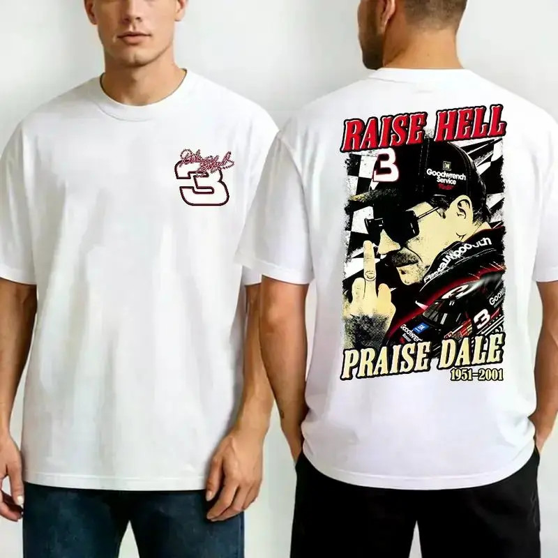 Vintage Racing Legend Inspired T-shirt, "Raise Hell Praise Dale" 1951-2001 Doubl gallery