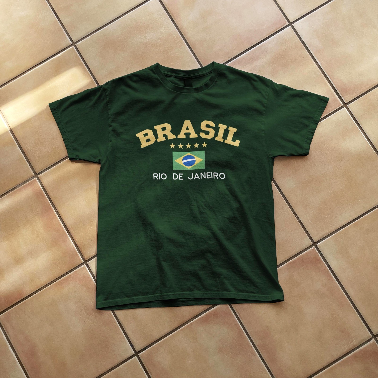 Brasil Rio Classic T Shirt, Original Brasil Forest Green Top gallery