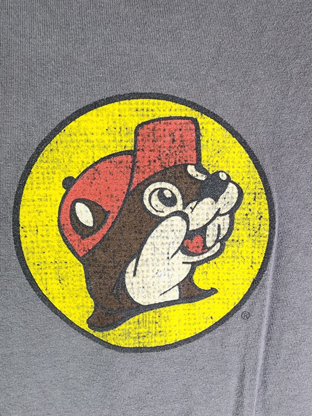 Buc-ees Gray Shirt L? texas Flag Est 1982 Logo Beaver distressed see measurement gallery