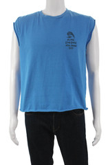 Aime Leon Dore Mens Muscle Tee Blue Graphic Cotton Sleeveless Crew Neck Size M