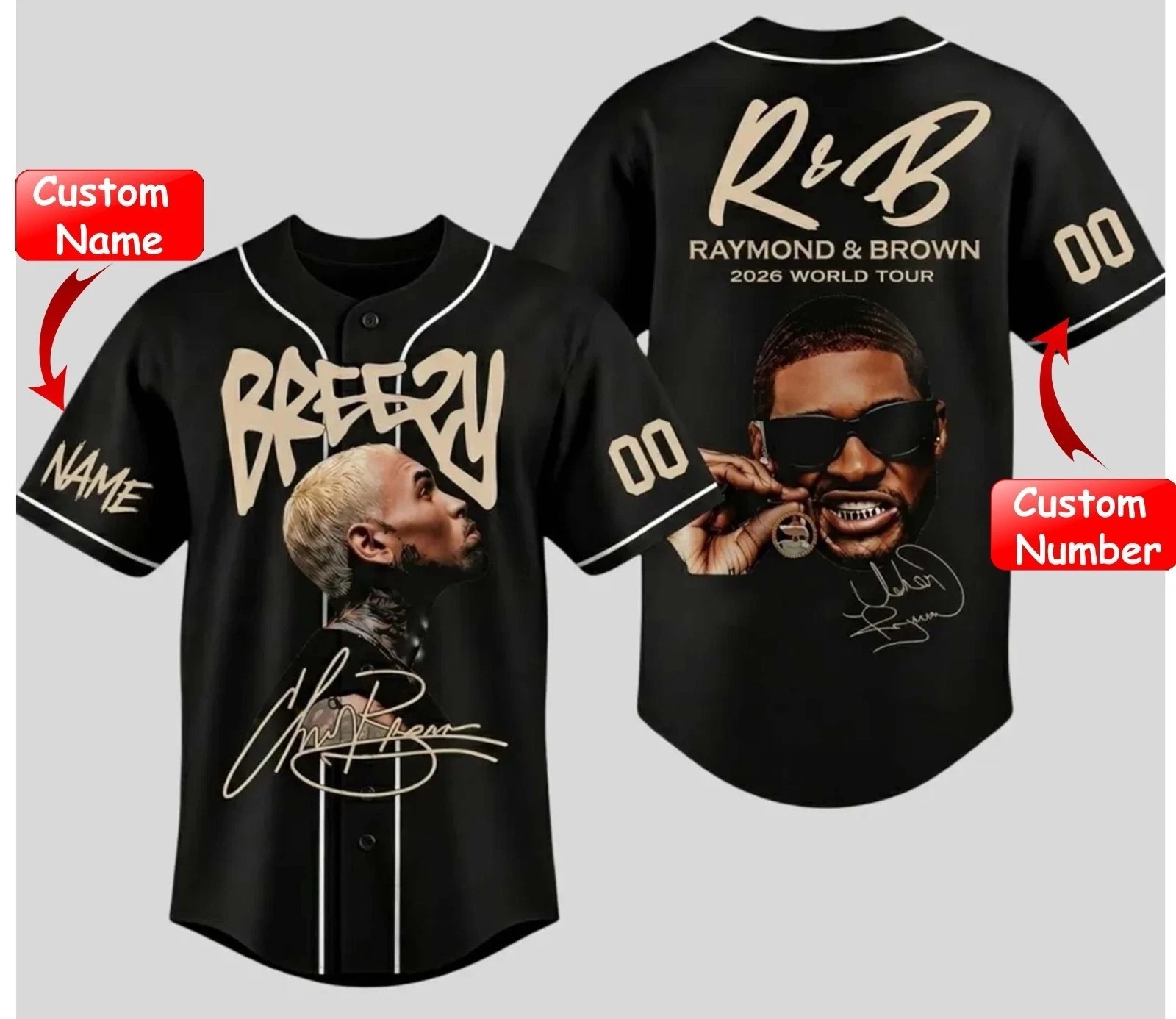 Custom Chris Brown 2026 Baseball Jersey, The R&B Tour Jersey Shirt gallery