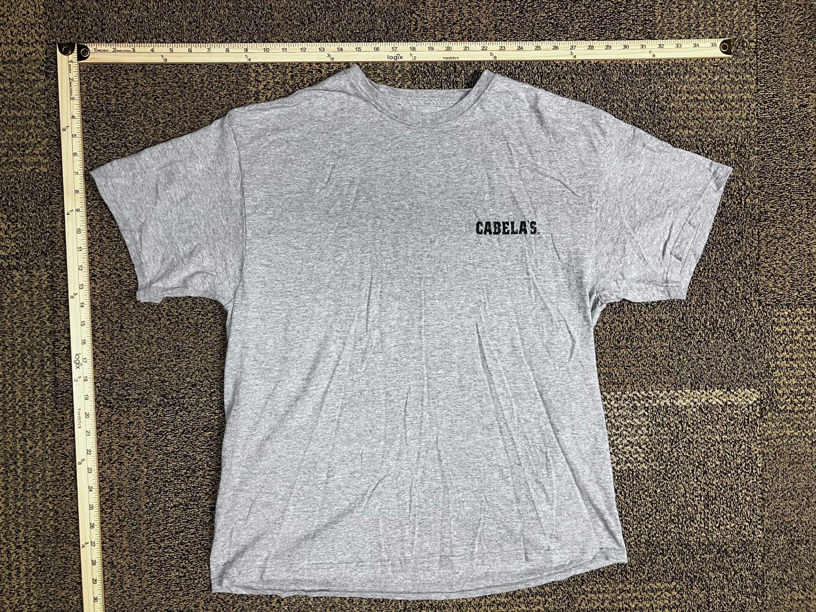 Cabelas T Shirt Mens XL Heather Gray Short Sleeve Logo Left Chest Pocket Tee