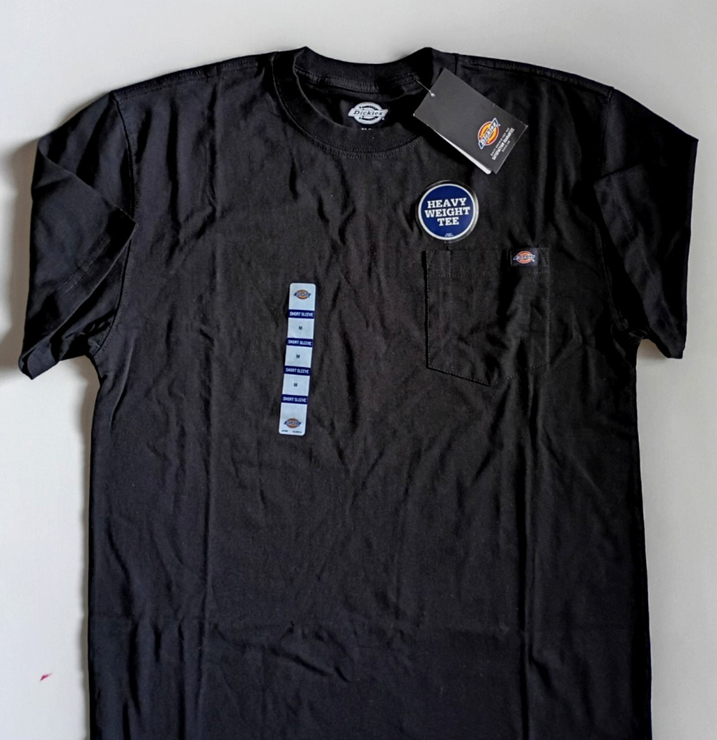 DICKIES HEAVY WEIGHT BLACK CREW NECK POCKET T SHIRT MEN'S SIZE M NWT gallery