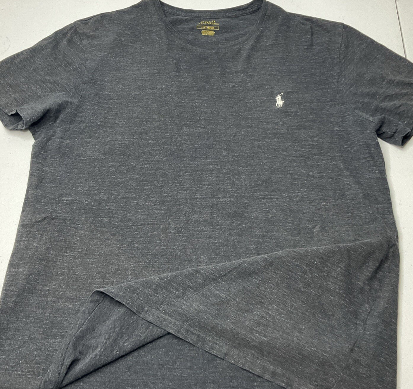 Polo Ralph Lauren Shirt Men Sz L Crewneck Short Sleeve Tee Charcoal Gray Pony gallery