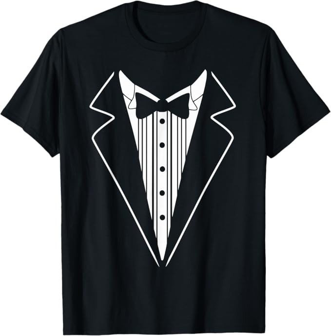 Tuxedo Shirt Men’s T-Shirt Medium Black Bow Tie Funny Tee Formal Graphic Top gallery