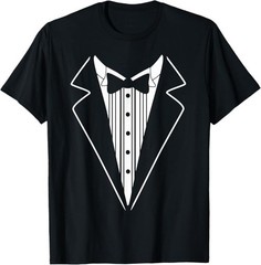 Tuxedo Shirt Men’s T-Shirt Medium Black Bow Tie Funny Tee Formal Graphic Top